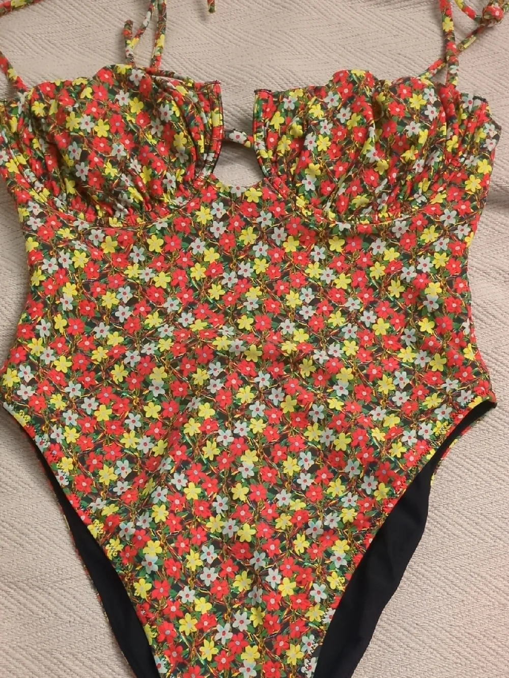 Free Peoplex Revolve  Montcee Sienna Floral Tie-Shoulder One-Piece Swimsuit Sz M